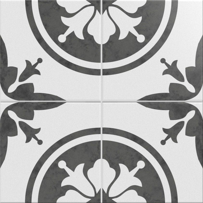 Georgian Floral Black and White